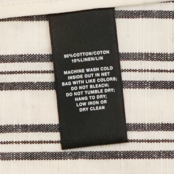 Last Call!* Lafayette 148 Cotton/Linen Blend Grey/White Striped Sleeveless Dress - Picture 8 of 9